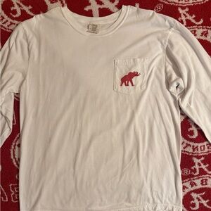 White Long Sleeve Shirt with Red Elephant Design